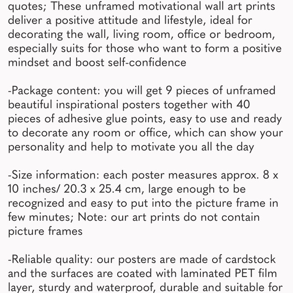 9 Pieces Inspirational Motivational Wall Art Decor, Daily Positive Affirmations - Picture 8 of 8